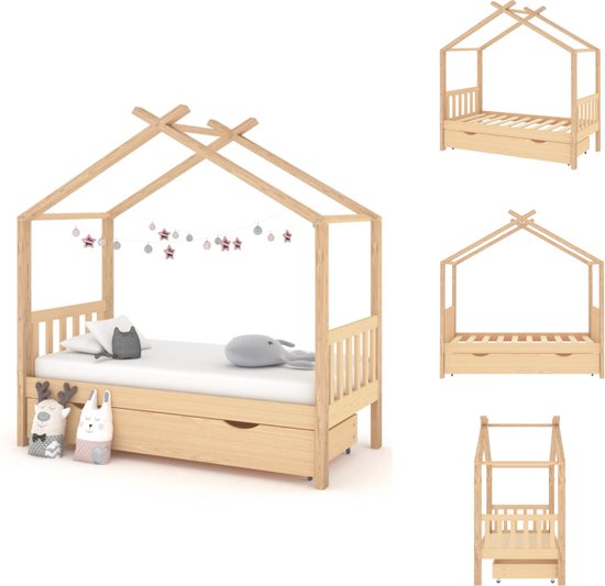 vidaXL Cadre de lit pour enfant style cabane dans les arbres - Bois de pin Massief - 166x87x190 cm - Incl - Tiroir de lit - Convient pour Matras 80x160 cm - vidaXL - Lit