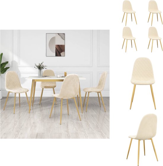 vidaXL Chaises de salle à manger - Velours - Blanc crème - 45 x 53,5 x 87 cm - Chaise de salle à manger