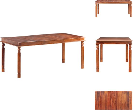 vidaXL Table à manger en bois de Sesham - 180 x 90 x 76 cm - Finition couleur miel - Table