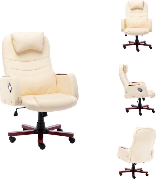 vidaXL Verstelbare Kantoorstoel - Crème - 66 x 68 x (106-115) cm - Ergonomisch ontwerp - Bureaustoel