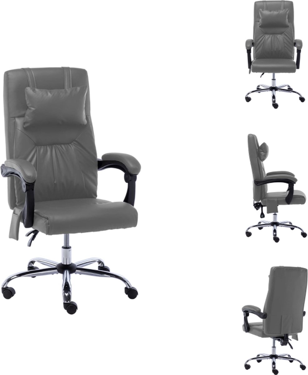 vidaXL Ergonomische Kantoorstoel - Massage- en Ligfunctie - Antraciet - 60 x 64 x (112 - 121) cm - Inclusief Nekkussen - Bureaustoel