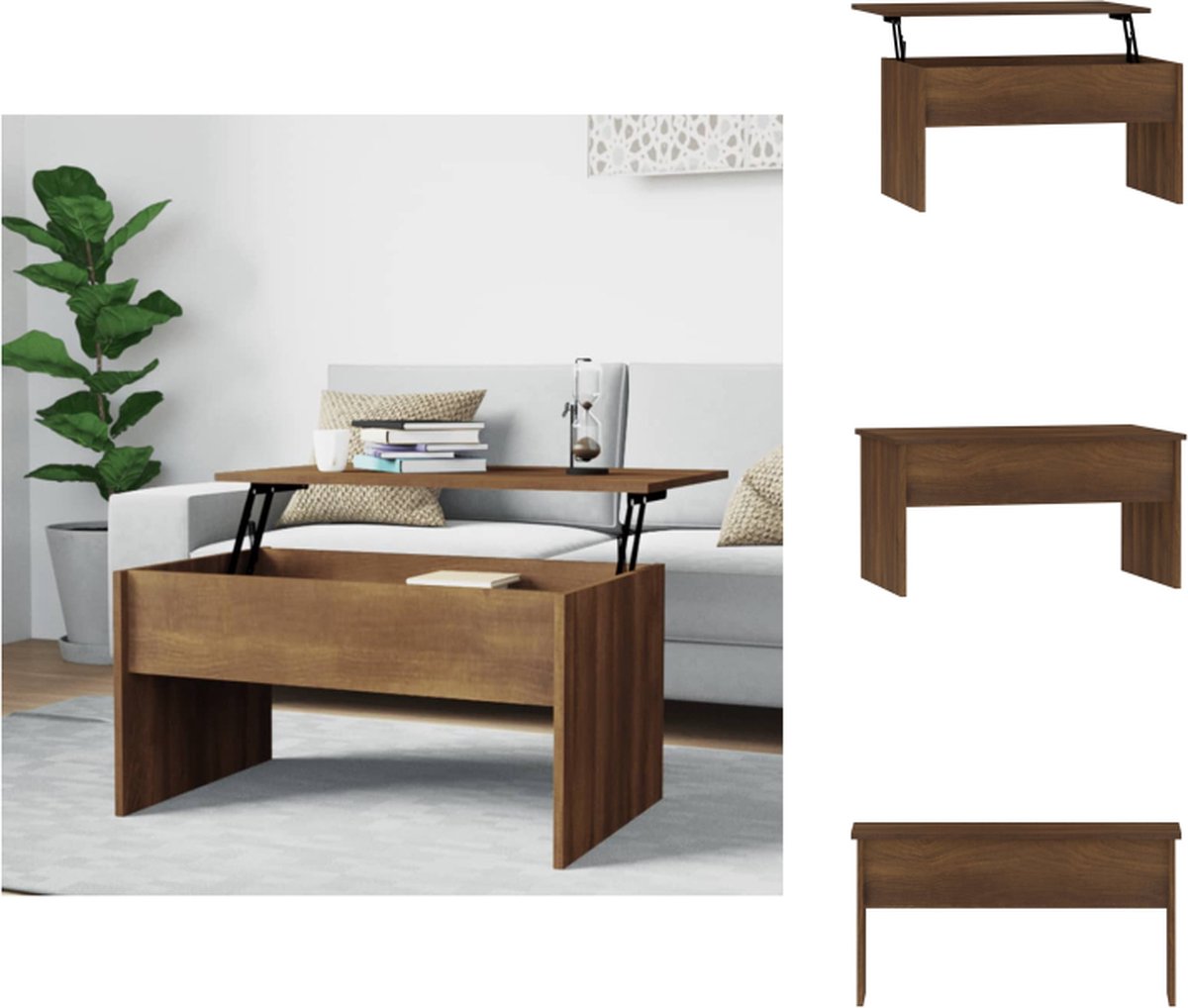 VidaXL Salontafel Lift-Top Bruineiken 80 x 50.5 x 41.5 cm Bewerkt hout Tafel