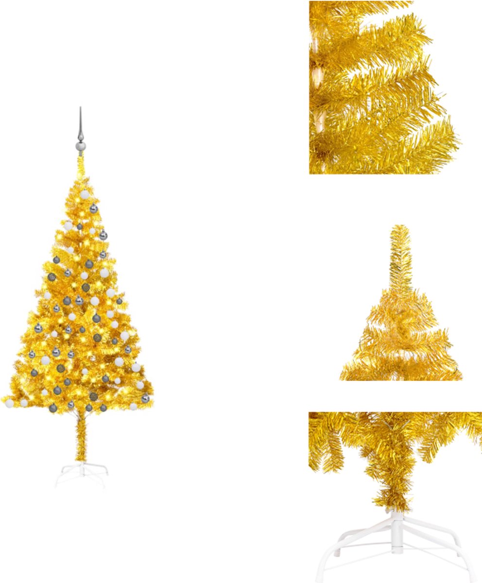 vidaXL Kunstkerstboom - Glanzend goud - 180 cm - LED-verlichting - USB-aansluiting - Decoratieve kerstboom