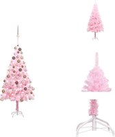 vidaXL Sapin de Noël artificiel - Rose - 180 cm - Avec éclairage LED- Comprend des boules de Noël et un pic - Sapin de Noël décoratif