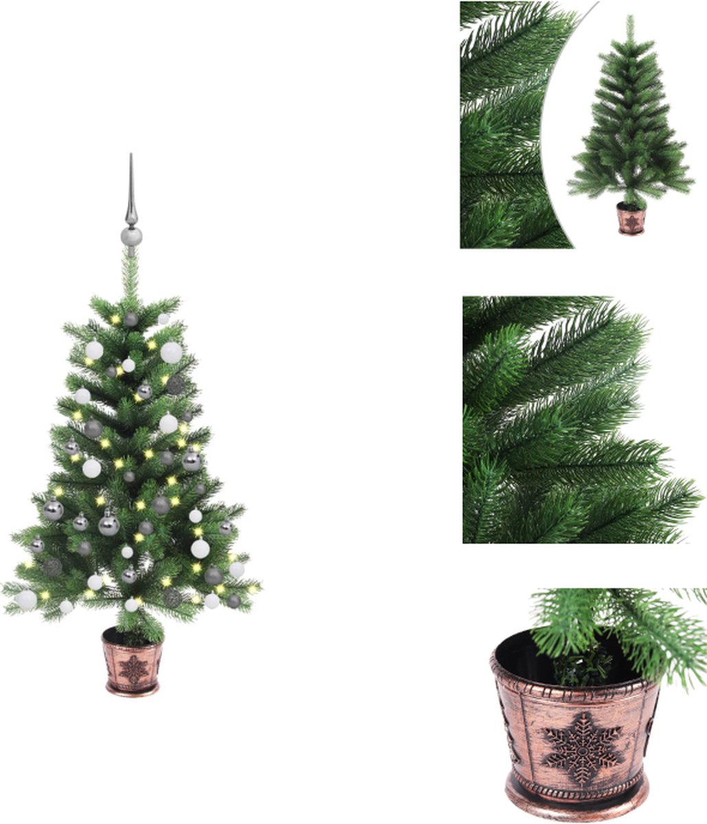 vidaXL Kerstboom Realistisch - 65 cm - PE Takken - 150 LEDs - Met Mand - Decoratieve kerstboom