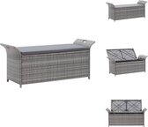 vidaXL opbergbank tuin - 138x50x60 cm - poly rattan - grijs - donkergrijs kussen - Tuinbank