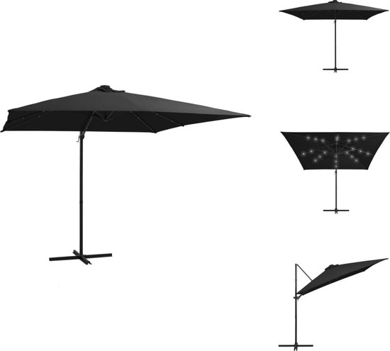 Foto: Vidaxl hangende parasol led verlichting uv beschermend 250x250x247 cm zwart parasol