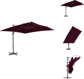 vidaXL Hangende Parasol - Bordeauxrood - 300x300x258 cm - UV-beschermend polyester - Parasol