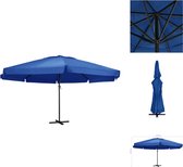 vidaXL Parasol Azuurblauw 600x385 cm - UV-Beschermend polyester - Stabiel en duurzaam - Met zwengelsysteem - Montage vereist - Parasol