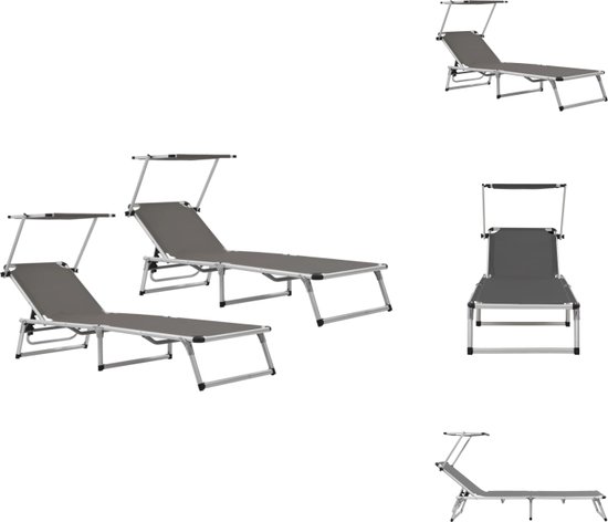 Park Alley Zonneligstoel, inklapbaar, tuinligstoel, weerbestendig, inklapbaar met parasol, hoogwaardig aluminium frame, outdoor ligstoel voor balkon en tuin, belastbaar tot 100 kg