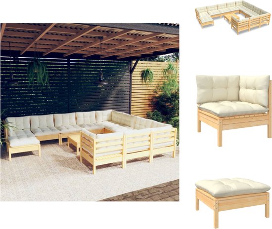 vidaXL Pallet Loungeset - Grenenhout - 4-delig - Grijs geïmpregneerd