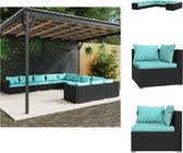 vidaXL Loungeset - Poly rattan - Hoogwaardig materiaal - Stevig frame - Comfortabele kussens - Modulair design - Kleur zwart - Kussenkleur waterblauw - Afmetingen 70x70x60.5 cm - Montage vereist - vidaXL - Tuinset
