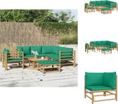 vidaXL Bamboe Loungeset - 2x middenbank - 3x hoekbank - 1x voetenbank - 1x stoel - 1x tafel - 55x65cm - Duurzaam materiaal - Tuinset