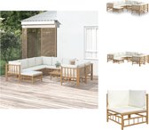 vidaXL Tuinset Bamboe - Modulaire loungeset - Comfortabel zitten - Praktische tafel - Duurzaam materiaal - Inclusief kussens - Tuinset