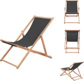 vidaXL Houten Strandstoel - Campingstoel - Verstelbaar - Grijs - Eucalyptushout frame - Polyester zitting - Tuinstoel