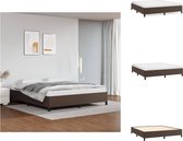 vidaXL Bedframe - Kunstleer - Multiplex Lattenbodem - Bruin - 203 x 163 x 35 cm - Bed