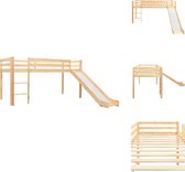 vidaXL Hoogslaper Kinderen - Massief grenenhout - 90x200 cm - Met glijbaan - Bed