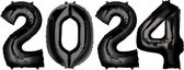 Ballon Cijfer 2024 Oud En Nieuw Versiering Nieuw Jaar Feest Artikelen Zwarte Happy New Year Ballonnen Zwart – 70 cm