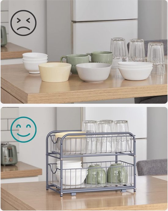 Metalen Onderkast Organizer — 2-laags Uittrekbaar Opbergrek — Voor Keuken, Badkamer & Kast