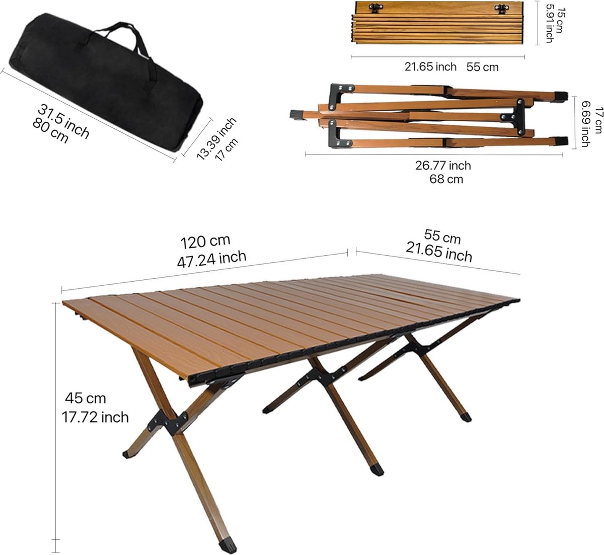 Table de camping pliante en aluminium légère et réglable 60-120cm Petite  table