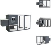 vidaXL Kippenhok - 202 x 75 x 98 cm - Grijs en wit - Waterbestendig dak - IJzeren gaas - Makkelijk schoon te maken - Veilig opbergruimte - Duurzaam - Eenvoudig te monteren - Hok