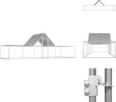 vidaXL Kippenhok A - Kippenhok - 6 x 2 x 2 m - Waterbestendig dak - Zilverkleurig - Gegalvaniseerd staal - Hok