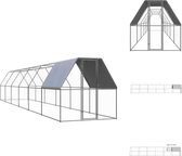 vidaXL Kippenren - Gegalvaniseerd staal - 2 x 12 x 2 m - Waterbestendig dak - Inclusief deur met slot - Hok