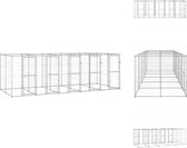 vidaXL Hondenkennel - Gegalvaniseerd Staal - 550 x 220 x 180 cm - Afsluitbare deur - Kennel