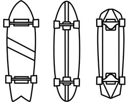 Skateboards, set van drie --- Muurdecoratie Wandpaneel Skateboard Decks Skateboarden Streetart Graffiti Extreme Sport Oldschool Surfen Longboard Pennyboard Mancave Kinderkamer decoratie Skater Skateboarding Boards Skateplank Surfboard
