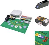 vidaXL Pokerset - Meerkleurig - 38 x 36 x 15 cm - Inclusief dobbelstenen - kaarten - chiphouders - kaartschudder en 600 laser chips - Pokerset