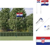 vidaXL Telescopische Kroatische Vlaggenset 90x150 cm - Duurzaam polyester - Weerbestendige aluminium vlaggenmast - Verstelbare lengte - Stabiel frame - Eenvoudige bediening - Incl - montagemateriaal - Vlag