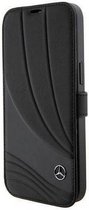 Mercedes-Benz Wave Pattern Book Case - Geschikt voor Apple iPhone 15 (6.1") - Zwart