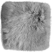 Stoelkussen grijs - zitkussen schapenvacht - grijs vierkant - stoelpad - zetel kussen - klein vachtje