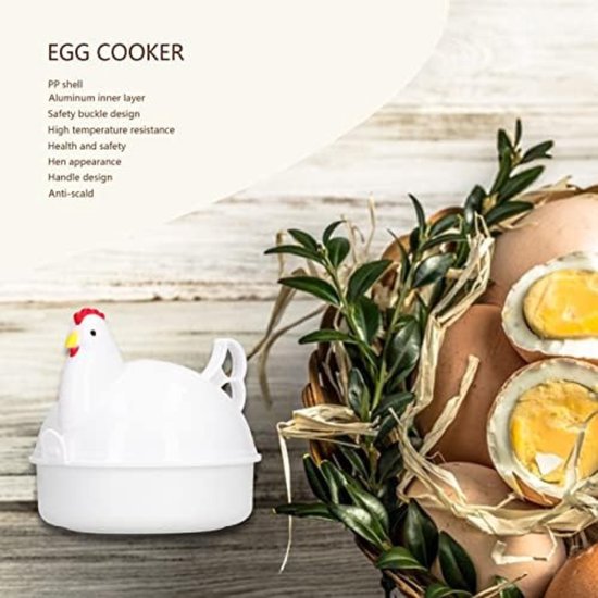 Eierkoker magnetron - 4 Eggs Boiler Eggs Steamer - Wit - 165g - Merkloos