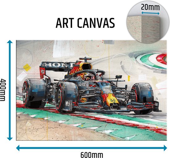 Verstappen race auto canvas schilderij 60x40 cm