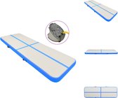 vidaXL Sportmat - Opblaasbaar - 500x100x20 cm - Grijs en blauw - Hoge-dichtheid PVC - Yogamat