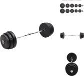 vidaXL Halter Gewichtenset - Multifunctioneel - 90 kg - Stervergrendeling - Zwart - Halterset