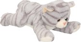 Pluche grijze poes/kat knuffel 25 cm speelgoed - Huisdierenknuffels/knuffeldieren/knuffels voor kinderen