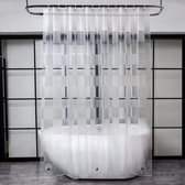 Transparant douchegordijn 180 x 200 cm met geometrisch 3D-patroon, waterdichte douchegordijnen voor badkamer met 3 sterkere magneten onderaan, EVA-kunststof, antischimmel badgordijn met 12