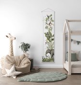 Groeimeter Jungle - Olifant - Wit - Babykamer - Kinderkamer - 120x30 cm - Kinderkamer decoratie - Wanddecoratie - Kraamcadeau