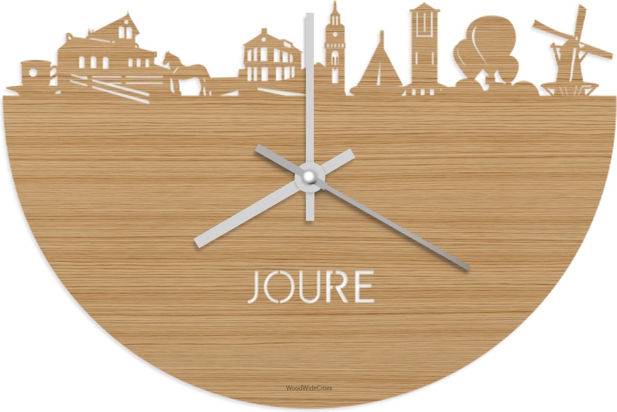 Skyline Klok Joure Bamboe hout - Ø 40 cm - Stil uurwerk - Wanddecoratie - Meer steden beschikbaar - Woonkamer idee - Woondecoratie - City Art - Steden kunst - Cadeau voor hem - Cadeau voor haar - Jubileum - Trouwerij - Housewarming - WoodWideCities