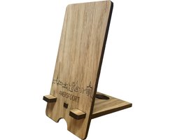 Skyline Telefoonhouder Amersfoort Eikenhout - Smartphone Tablet Houder 7x15 cm - iPad / iPhone / Smartphone tafel standaard desktop - Thuis werken - Cadeau - WoodWideCities