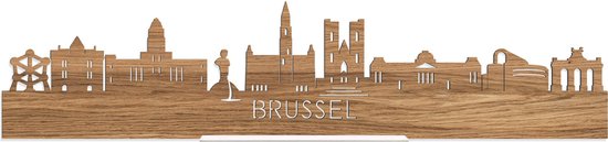 Standing Skyline Brussels Oak - 40 cm - Décoration d'intérieur à poser et à accrocher - Plus de villes disponibles - Cadeau pour lui - Cadeau pour elle - Anniversaire - Anniversaire - Pendaison de crémaillère - Souvenir de la ville - WoodWideCities