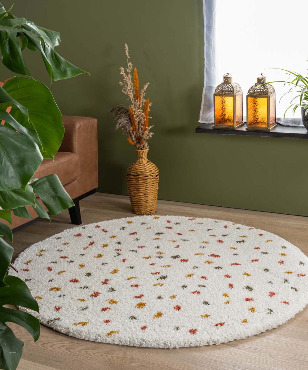 Rond vloerkleed stippen - Artisan wit/multi 280