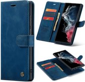 Casemania Hoesje Geschikt voor Samsung Galaxy S24 Ultra Navy Blue - 2 in 1 Magnetic Book Case
