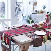 Kersttafelloper, 1,8 m dubbele lagen buffel geruite decoratieve tafellinnen tafelvlag, traditionele look rustieke placemat voor kerstdecoratie familiediner vakantiefeest
