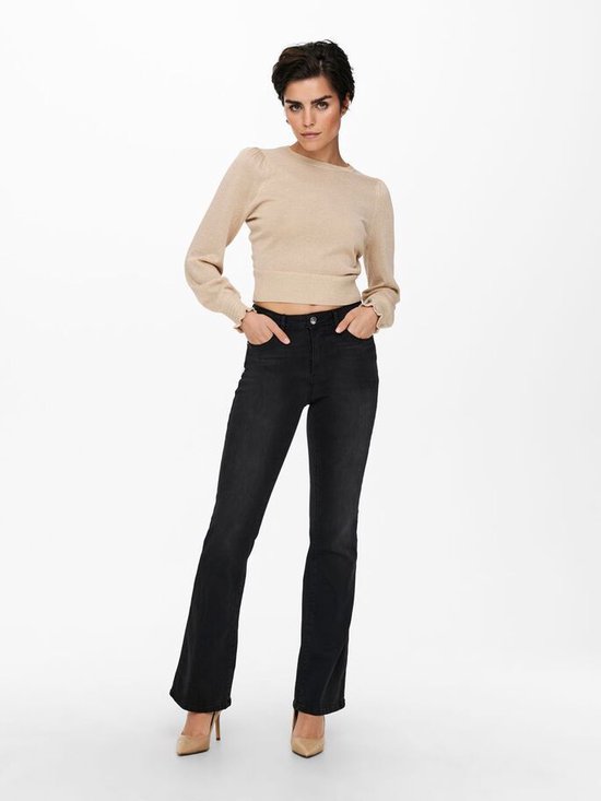 ONLY ONLWAUW FLARED BOX - Calças De Ganga à Boca De Sino - Grey Denim On321n2kf C11