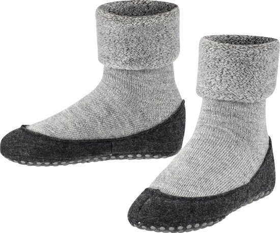 FALKE Cosyshoe Minis antislip noppen merinowol huissokken pantoffels kinderen grijs - Maat 21-22