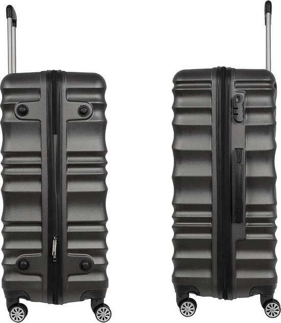 VEGMANN Kofferset - delig - ZWART - S - M - L - dubbele wielen - harde schaal - trolley koffer- reiskoffer - ABS - rolkoffer