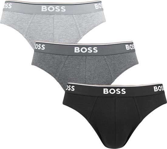 HUGO BOSS Power briefs (3-pack) - heren slips - grijs - grijs - zwart - Maat: XL